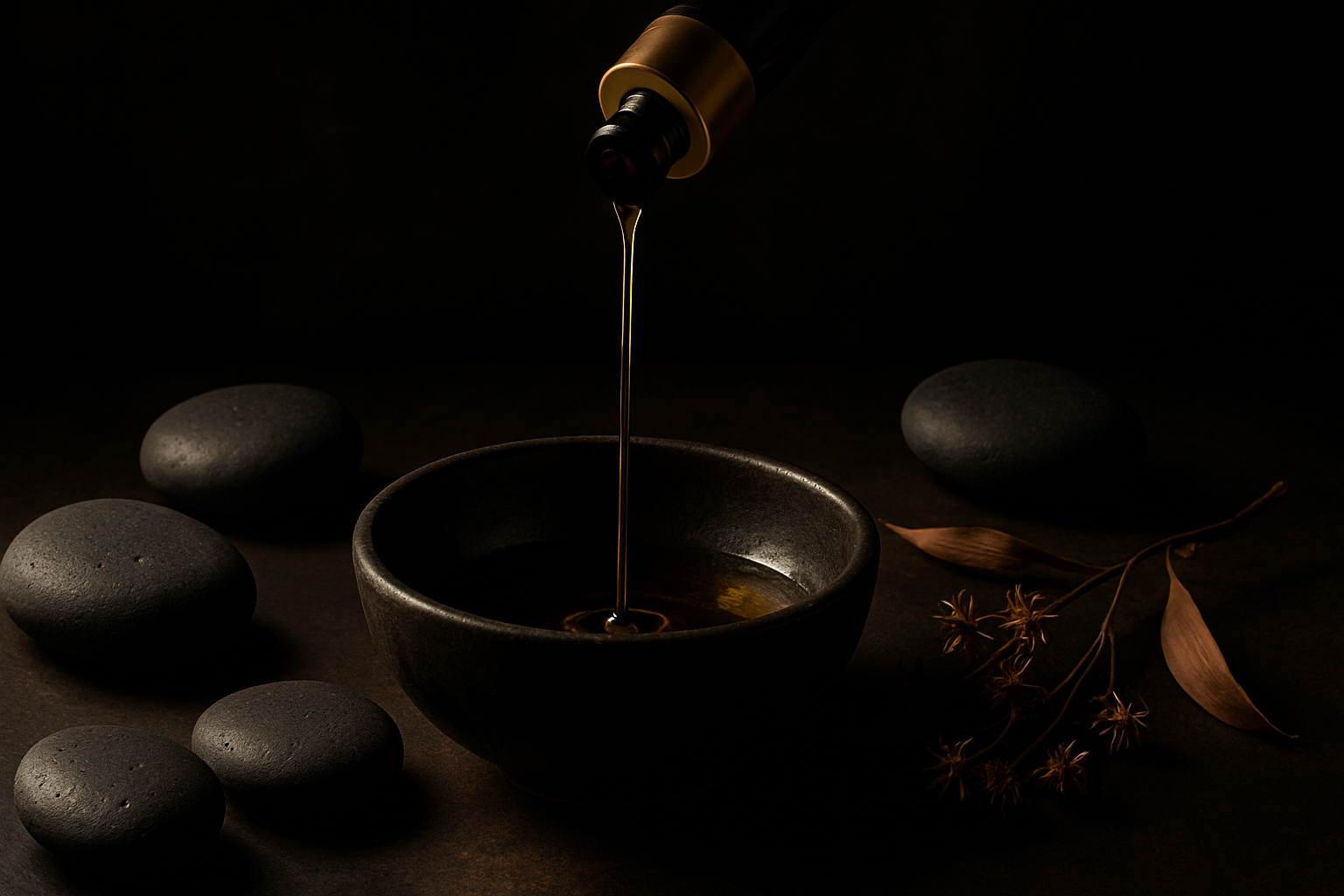 Massage oil and hot stones